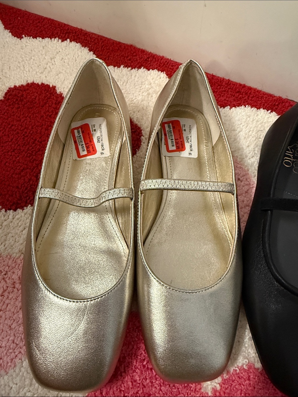 Marc Fisher Metallic Gold Square-Toe Mary Jane Flats